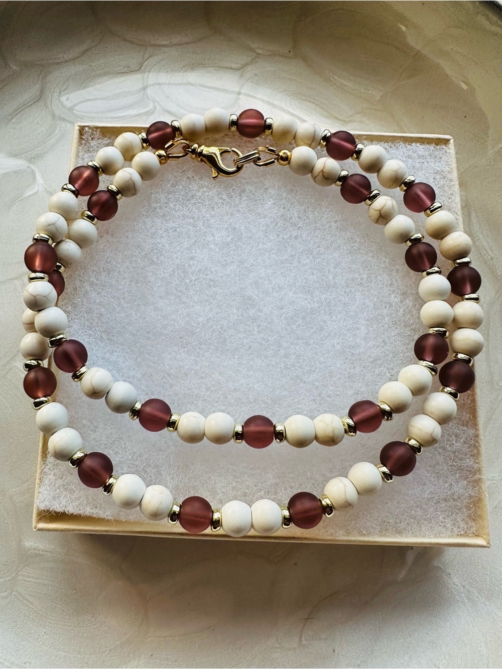 Magnesite and Glass Bead Handmade Necklace
